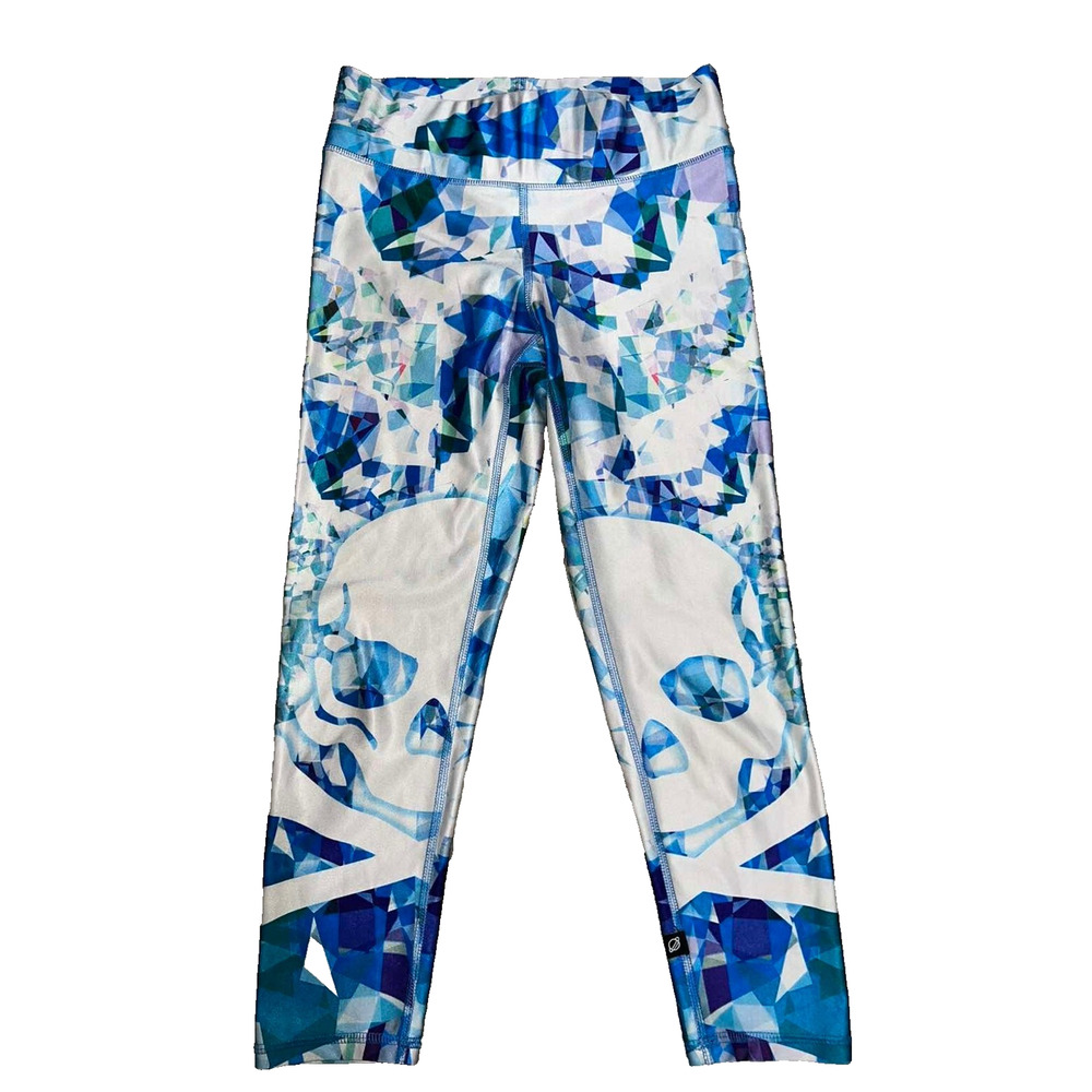 Terez x Soulcycle Leggings Women Blue White Skull Kaleidoscope Medium A005183